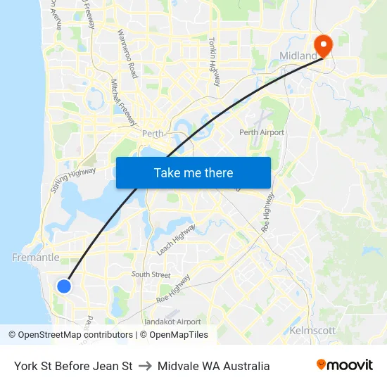York St Before Jean St to Midvale WA Australia map