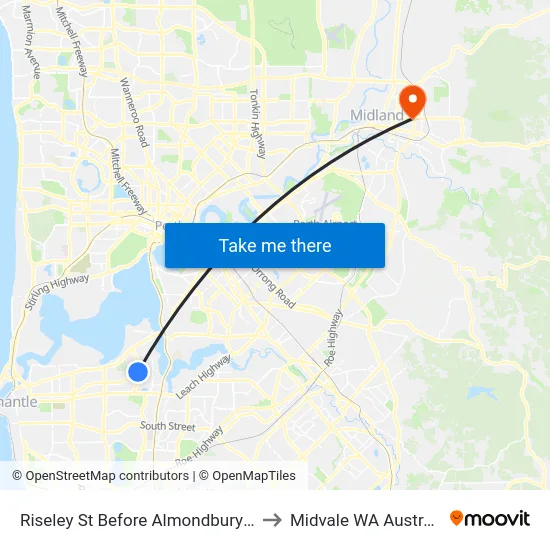 Riseley St Before Almondbury Rd to Midvale WA Australia map