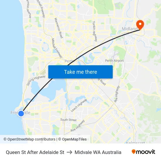 Queen St After Adelaide St to Midvale WA Australia map