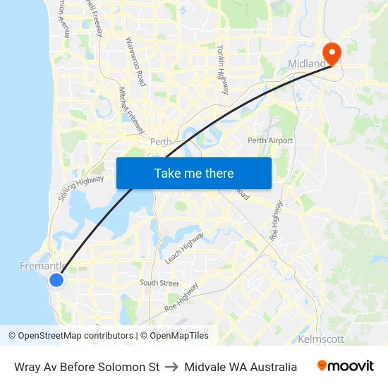 Wray Av Before Solomon St to Midvale WA Australia map