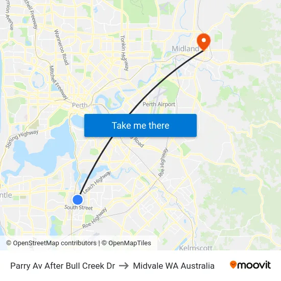 Parry Av After Bull Creek Dr to Midvale WA Australia map