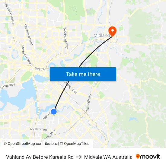 Vahland Av Before Kareela Rd to Midvale WA Australia map