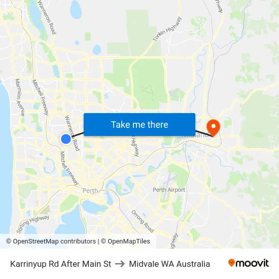 Karrinyup Rd After Main St to Midvale WA Australia map