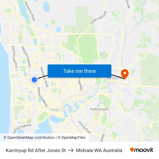 Karrinyup Rd After Jones St to Midvale WA Australia map