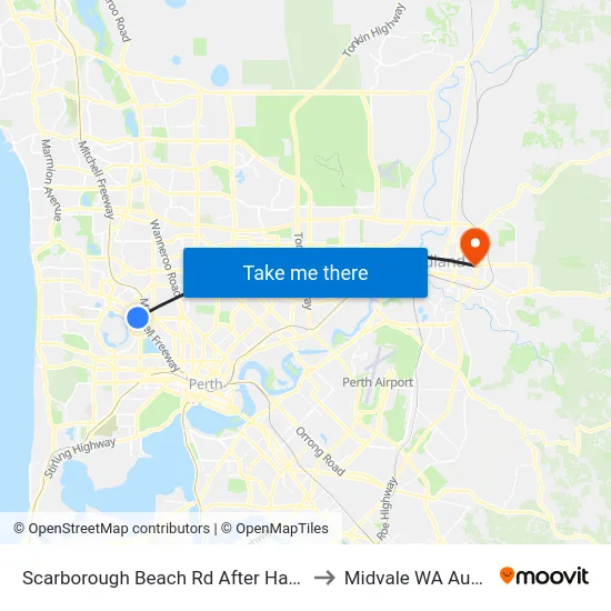 Scarborough Beach Rd After Harborne St to Midvale WA Australia map