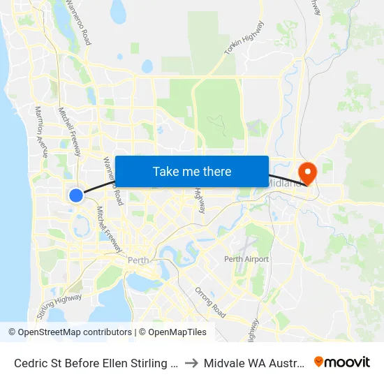 Cedric St Before Ellen Stirling Bvd to Midvale WA Australia map