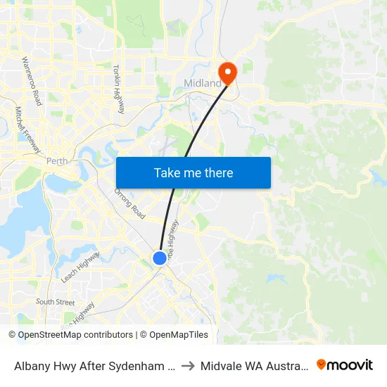 Albany Hwy After Sydenham St to Midvale WA Australia map