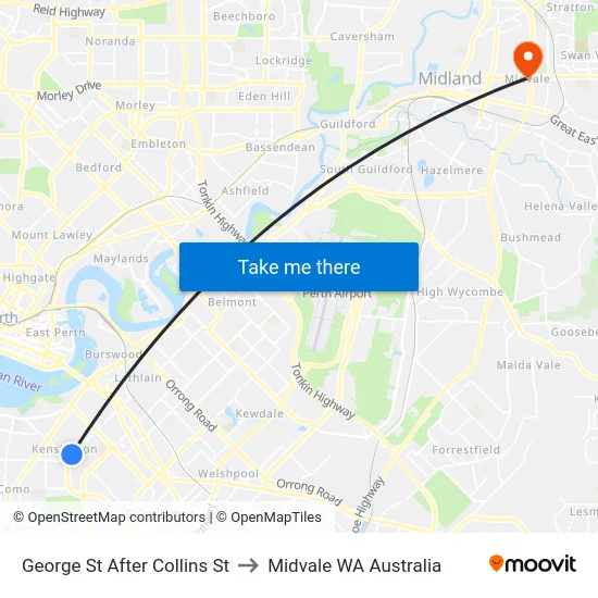 George St After Collins St to Midvale WA Australia map