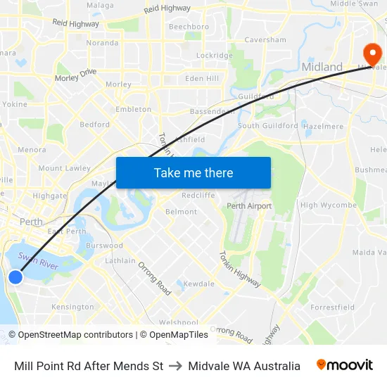 Mill Point Rd After Mends St to Midvale WA Australia map