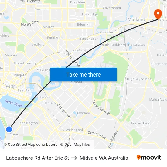 Labouchere Rd After Eric St to Midvale WA Australia map
