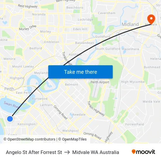 Angelo St After Forrest St to Midvale WA Australia map