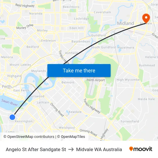 Angelo St After Sandgate St to Midvale WA Australia map
