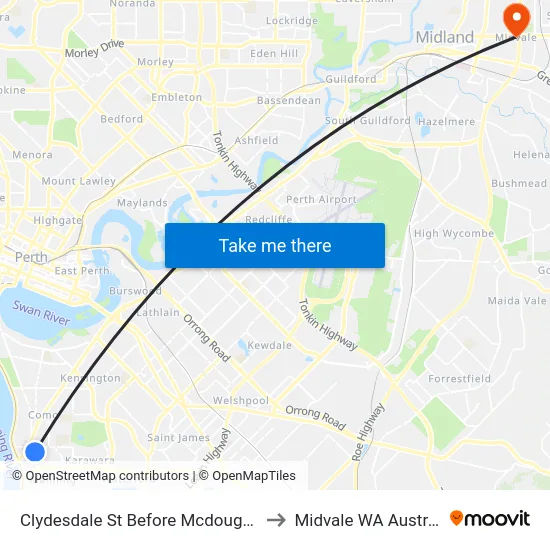 Clydesdale St Before Mcdougall St to Midvale WA Australia map