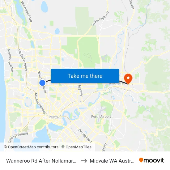 Wanneroo Rd After Nollamara Av to Midvale WA Australia map
