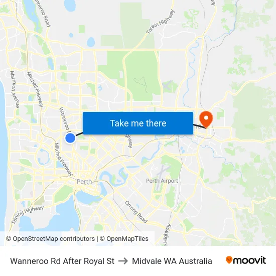 Wanneroo Rd After Royal St to Midvale WA Australia map
