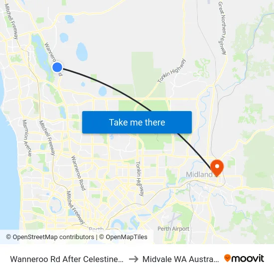 Wanneroo Rd After Celestine St to Midvale WA Australia map