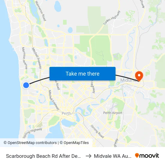 Scarborough Beach Rd After Deanmore Rd to Midvale WA Australia map