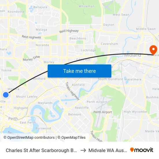 Charles St After Scarborough Beach Rd to Midvale WA Australia map