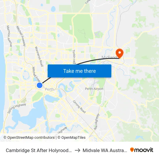Cambridge St After Holyrood St to Midvale WA Australia map