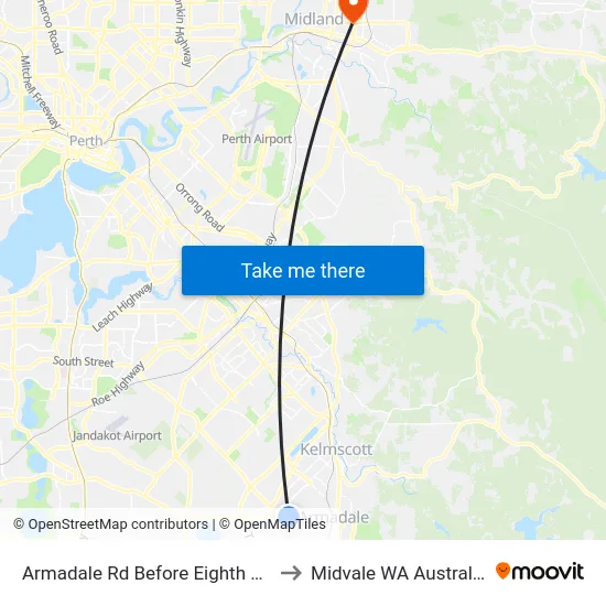 Armadale Rd Before Eighth Rd to Midvale WA Australia map