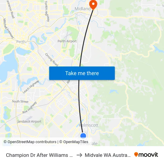 Champion Dr After Williams Rd to Midvale WA Australia map