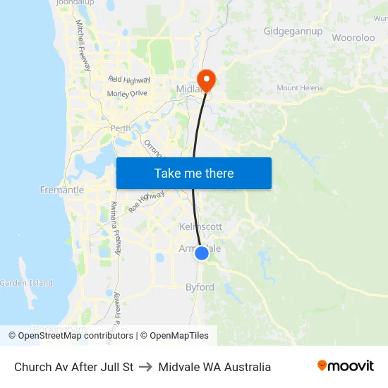Church Av After Jull St to Midvale WA Australia map