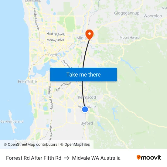 Forrest Rd After Fifth Rd to Midvale WA Australia map