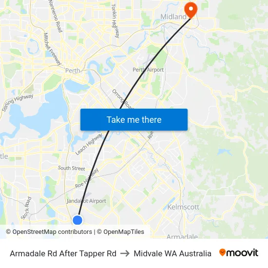 Armadale Rd After Tapper Rd to Midvale WA Australia map