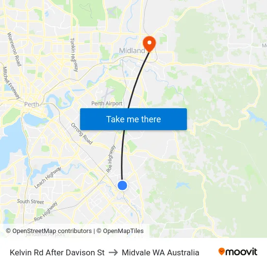 Kelvin Rd After Davison St to Midvale WA Australia map