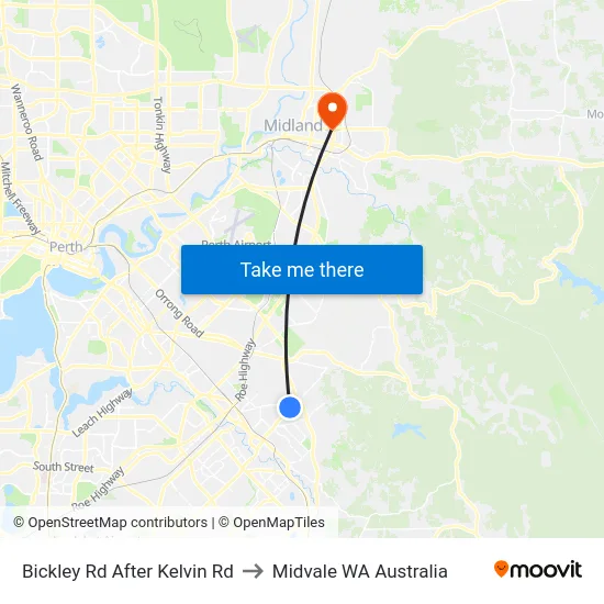 Bickley Rd After Kelvin Rd to Midvale WA Australia map