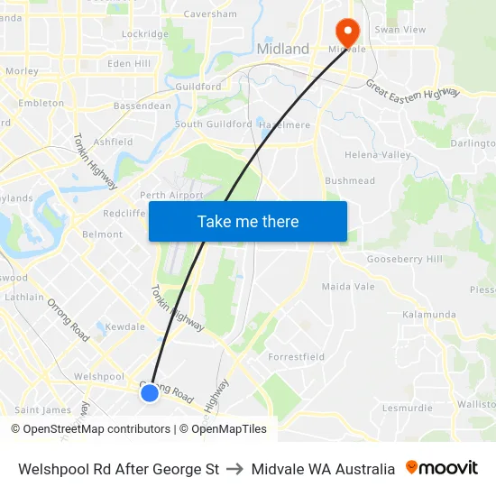 Welshpool Rd After George St to Midvale WA Australia map