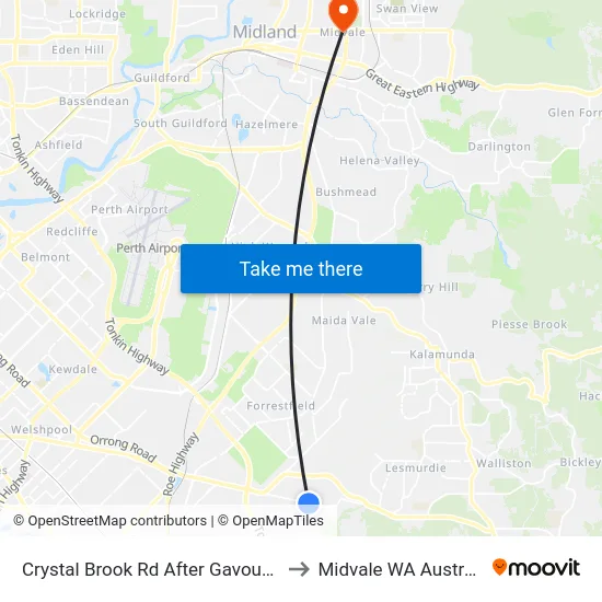 Crystal Brook Rd After Gavour Rd to Midvale WA Australia map