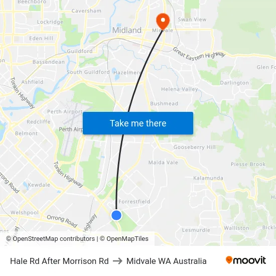 Hale Rd After Morrison Rd to Midvale WA Australia map