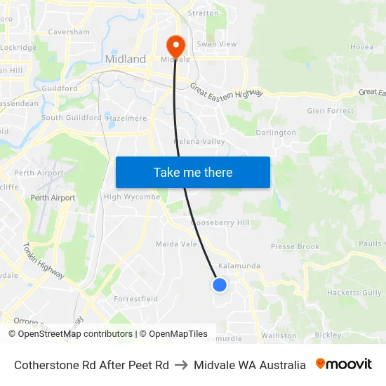 Cotherstone Rd After Peet Rd to Midvale WA Australia map
