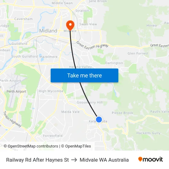 Railway Rd After Haynes St to Midvale WA Australia map