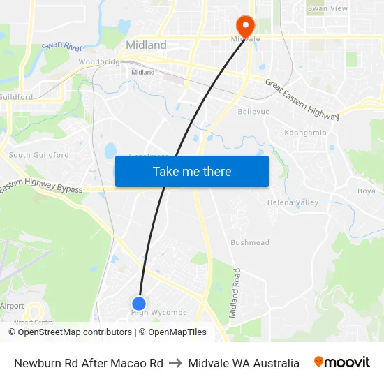 Newburn Rd After Macao Rd to Midvale WA Australia map
