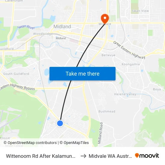 Wittenoom Rd After Kalamunda Rd to Midvale WA Australia map
