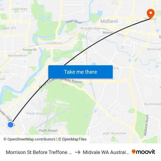 Morrison St Before Treffone St to Midvale WA Australia map