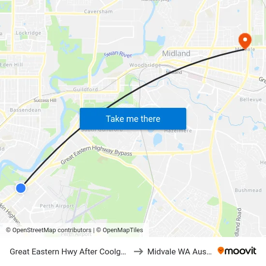 Great Eastern Hwy After Coolgardie Av to Midvale WA Australia map