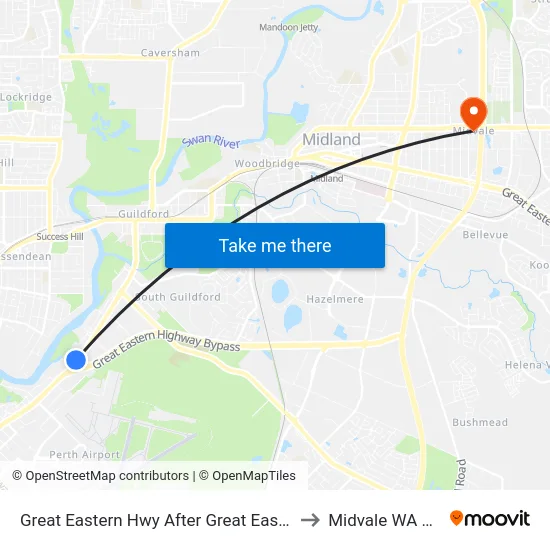 Great Eastern Hwy After Great Eastern Hwy Bypass to Midvale WA Australia map