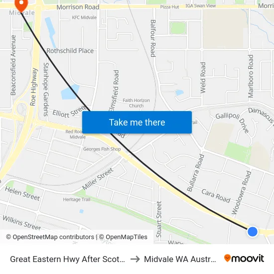 Great Eastern Hwy After Scott St to Midvale WA Australia map