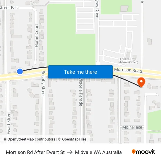 Morrison Rd After Ewart St to Midvale WA Australia map