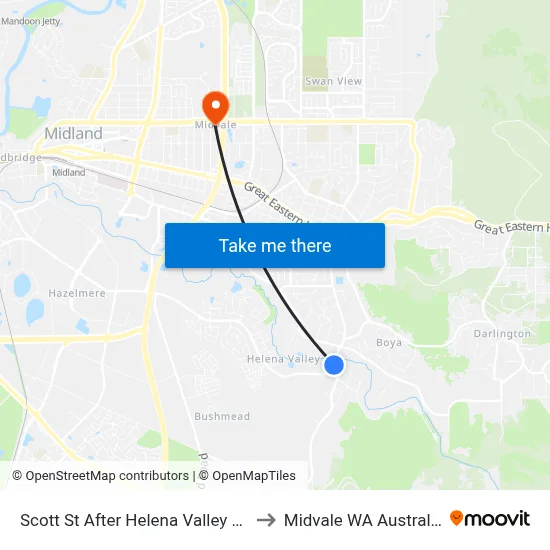Scott St After Helena Valley Rd to Midvale WA Australia map