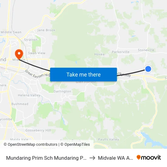 Mundaring Prim Sch   Mundaring Primary School to Midvale WA Australia map