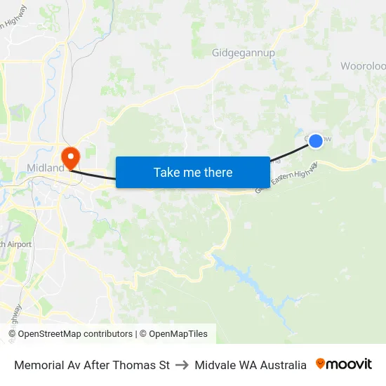 Memorial Av After Thomas St to Midvale WA Australia map