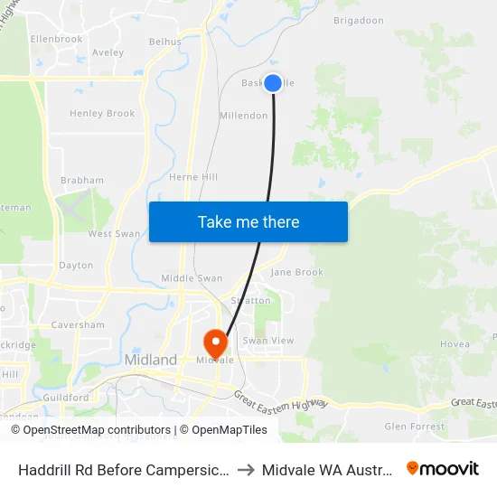 Haddrill Rd Before Campersic Rd to Midvale WA Australia map