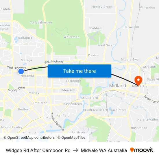 Widgee Rd After Camboon Rd to Midvale WA Australia map