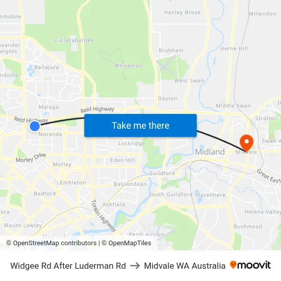 Widgee Rd After Luderman Rd to Midvale WA Australia map
