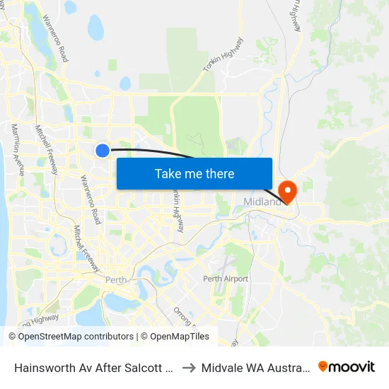 Hainsworth Av After Salcott Rd to Midvale WA Australia map