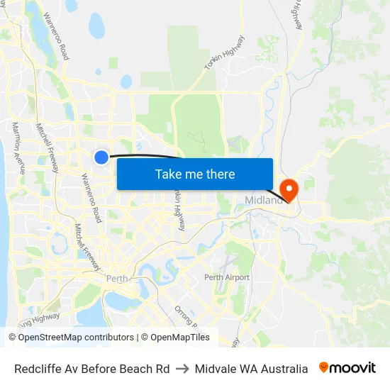 Redcliffe Av Before Beach Rd to Midvale WA Australia map